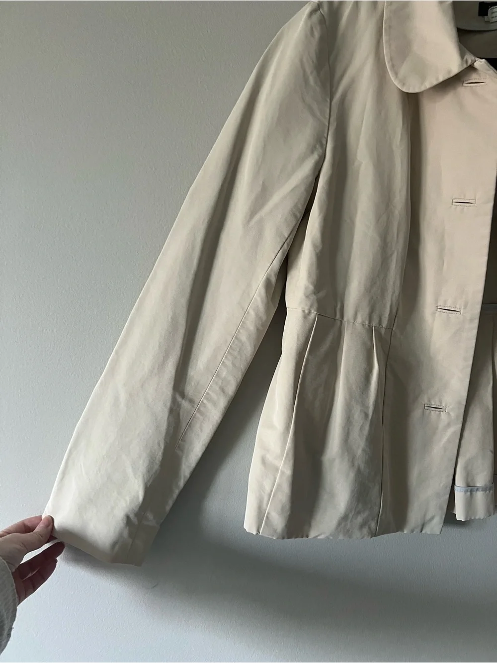 J.Crew Beige Peplum Jacket Size 10 Lightweight Tailored Coat - Picture 2 of 5